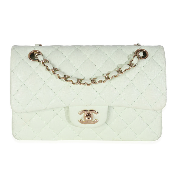 Chanel Light Green Quilted Caviar Small Classic Double Flap Bag - Picture 1 of 8